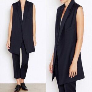 EQUIPMENT Ink Blue Garner Italian Wool Long Blazer Vest Size 6